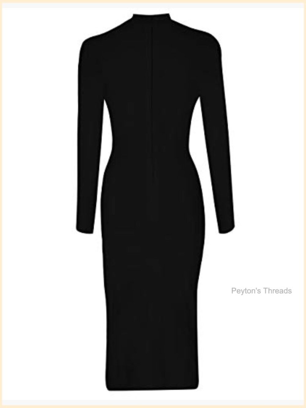 Sexy Cut Out Long Sleeve Midi Bodycon Party Bandage Dress - Picture 6 of 7